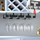Wine Glass Rack - Under Cabinet Stemware Wine Glass Holder Glasses Storage Hanger Metal Hanging Organizer for Bar Kitchen 4 Rows Black by CozyNest Decor