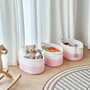 Storage Baskets for Organizing | 15"x10.2"x9.1" - 1 Pack Nursery Bin with Handles - Woven Cotton Rope Baskets for Dog Toys, Books, Shelf, Bathroom,Closet -Pink Basket for Girls by TinyTreasures Baby Boutique