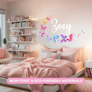 Personalized Name Wall Decals for Girls Bedroom - Butterfly Pink Room Decor with Rainbow Options - Multiple Sizes by TinyTreasures Baby Boutique