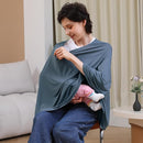 Nursing Cover for Breastfeeding, 360°Full Coverage Nursing Poncho, Rayon Soft & Breathable Breastfeeding Cover up (Smooth Rayon, Blue) by TinyTreasures Baby Boutique