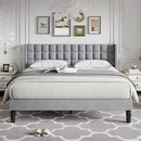 VECELO Headboard King Size, Linen Upholstered Headboards Only with Nailhead Trim Wingback, Square Stitched Design, Adjustable Height from 40" to 49.8", Light Grey by CozyNest Decor