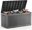 102 Gallon Outdoor Storage Box Waterproof, UV Resistant Resin Deck Box with Hydraulic Rod, Lockable Design and Enhanced Durability for Patio, Garden, and Poolside Use by CozyNest Decor