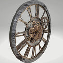 The Gears Clock 36'' Inch Real Moving Gear Wall Clock Vintage Industrial Oversized Rustic Farmhouse (Vintage Carbon Grey and Bronze) by CozyNest Decor