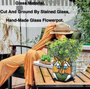 Cat Flower Pots for Indoor Plants,Stained Glass Cat Plant Displays,Cat Succulent Planter,Candle Holder Container Decoration,4.6x5.15x2.3 in (Without Succulents) by GreenHaven Gardens