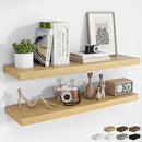 RICHFOCUS 40Inch Floating Shelves for Wall 2 Pack Shelves for Bedroom|Kitchen|Bathroom Wall Mounted Rustic Wood Floating Shelf with Invisible Brackets for Books|Storage|Decor, Oak by CozyNest Decor