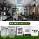 12x10 FT Metal Sheds & Outdoor Storage: Heavy Duty Garden Sheds with Dual Transparent Panels, 2x4-Pane Windows & Hinged Double Doors, Weatherproof Tool Shed for Backyard, Garden, Patio, Grey/White by GreenHaven Gardens