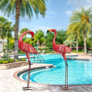 Metal Flamingo Garden Statue, 40" Tall Outdoor Decor Flamingos Yard Art Sculptures and Statues Reinforced Foot, Weatherproof Flamingo Ornaments for Lawn Pool Backyard Decor, Set of 2 by CozyNest Decor
