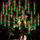 Dazzle Bright Red and Green Christmas Lights, 288 LED 11.8 Inch Meteor Shower Rain Lights with 8 Tubes, Waterproof Plug in Falling Rain Lights Christmas Decorations for Xmas Bushes Tree Yard Party by GreenHaven Gardens