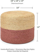 REDEARTH · Cylindrical Pouf Foot Stool Ottoman - Jute Braided Pouffe Poof Accent Sitting Footrest for Living Room, Bedroom, Nursery, Patio, Lounge & Other Rooms (Natural Rust, 18"x18"x14") by CozyNest Decor