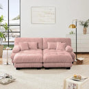 Loveseat Modular Sectional Sofa, U Shaped Couch with Ottoman, Cloud Couch Sectional Couch Home Sofa Living Room Oversized Couch Deep Seat Couch with Round Bolster Armrests 4 Pillows(Pink) by CozyNest Decor