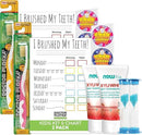 MOUTHWATCHERS Soft Kids Toothbrush, 2 Manual Flossing Toothbrushes and 2 Strawberry Fluoride Free Toothpastes, 3 oz, Gift Set, by Dr. Plotka's by CozyNest Decor