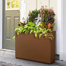 FENCY Metal Rectangular Planter Box for Outdoor - Large Planters with Drainage Holes (35.4" L x 9" W x 25.6" H, Brown) by CozyNest Decor