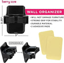 Combo 5 Slot Broom Holder w/ 1 Self Adhesive Mop Gripper No-Drilling, Wall Mount Tool Organizers For Kitchen, Garage, Laundry Room- Anti-Slip Hanger For Brooms, Mops, Rakes, Dustpans (Black / Black) by CozyNest Decor