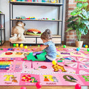 Kids Rugs for Playroom Bedroom Classroom Nursery, Non-Slip and Washable Rugs for Children Toddlers Girls, Educational and Fun Rug Carpets with ABC Alphabet Animals Shapes, 4x6, Pink by CozyNest Decor