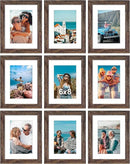 Vittanly 6x8 Picture Frames Set of 9, Shatter Resistant Plexiglass, Display 4x6 Pictures with Mat or 6x8 without Mat, Photo Frames for Wall or Tabletop, Engineered Wood, Brown by CozyNest Decor