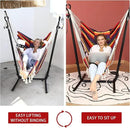 ZEYU Hammock Chair with Stand Double Hammock Chair Bohemian Style with Tassel Mobile Phone Support Manual Adjustable Swing Indoor and Outdoor Garden Porch with Floor mat Reclining Capacity 400 pounds by GreenHaven Gardens
