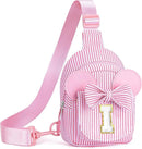 Sling Bag for Kids, Birthday Gifts for Little Girl, Small Cute Bag for Little Girls Kids, Initial Small Sling Bags for Girl Kid Daughter (Pink I) by TinyTreasures Baby Boutique