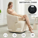 Swivel Accent Chair, Sherpa Teddy Barrel Chair for Living Room, Cozy Round Boucle Arm Chair, Metal Base for Club Nursery Bedroom, Beige Cream White by CozyNest Decor