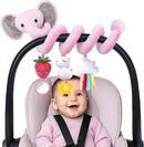 Stuffed Spiral Car Seat Toys for Baby Girls 0-6 Months, Perfect Newborn Gifts for Girls Essentials, Cute Pink Elephant Plush Items by TinyTreasures Baby Boutique