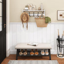 Homode Wall Shelf with Hooks, 24 Inch Coat Rack with Tri Hooks, Farmhouse Entryway Floating Coat Hanger with Storage for Bathroom, Entry Way, Mudroom, White by CozyNest Decor
