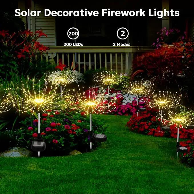 Solar Garden Lights Outdoor Waterproof 200 LED Fireworks Lights Solar Powered Sparkles Landscape Fairy Light Outside Decorations Light for Yard Patio Pathway Lawn Party Walkway Decor, 6 Pack, photo 2 of 7