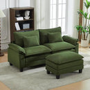URRED Modular Sectional Sofa Comfy Cloud Couch, Modern Corduroy Sofa Sleeper Deep Seat Couches with Ottoman/Pillows for Living Room (Green, 82.6''- L Shape) by CozyNest Decor
