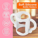 (3-Pack) Bottle Handles for Dr Brown Baby Bottles with Easy Grip Handles to Hold Their Own Bottle - BPA-Free Soft Silicone (White Pink Orange) by TinyTreasures Baby Boutique