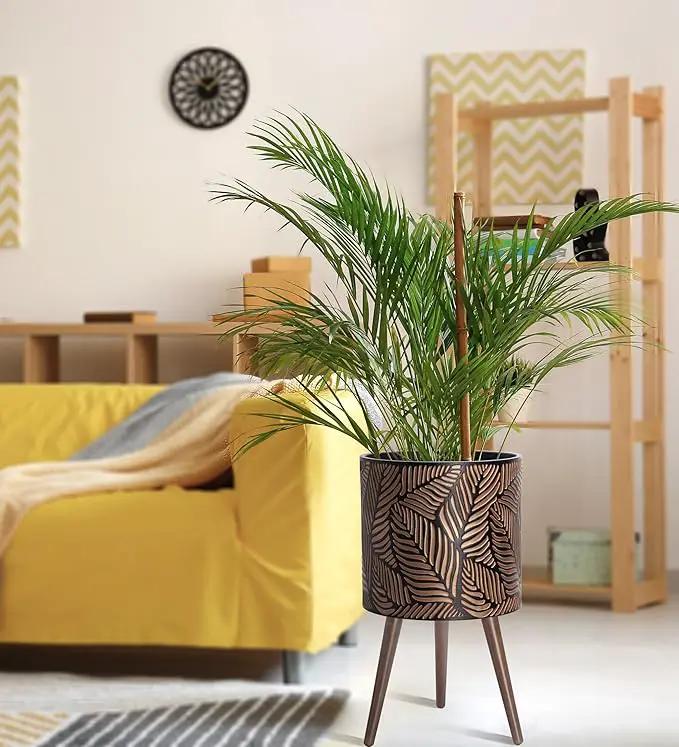 D'vine Dev 14 Inch Planter Pot with Stand, Mid-Century Tall Plant Pot with Legs for Indoor Plants, X-Large, Bronze/Grey, 88-L-D-6, photo 2 of 6
