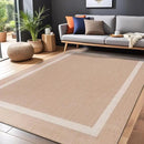 Bordered Outdoor Rug 6x9 Washable Outside Carpet for Indoor Patio Porch Waterproof Easy Cleaning Non Shedding Area Rugs Beige 6 x 9 by CozyNest Decor