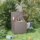 32 Gallon Outdoor Deck Box,Storage Lockable Waterproof Patio Furniture,Garden Tools,Cushions,Pool Accessories Outside Storage Resin Box(Light Brown) by CozyNest Decor