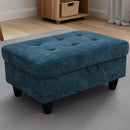 Ottoman Rectangular Storage Ottoman Bench, Flannel Footrest Stool Footstool with Lid for Living Room, Bedroom, Entryway, Blue, 34"x22.8"x17.5" by CozyNest Decor