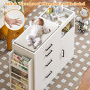 Bigbiglife Changing Table Dresser, Baby Nursery Dresser with 4 Drawers & 1 Cabinet & 3 Open Shelves Storage, Modern Diaper Changing Station for Children's Room, Changing Pad Included, White by TinyTreasures Baby Boutique