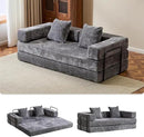 Convertible Sleeper Sofa Bed, Compression Folding Sofa with Pillow, No Assembly Required, Shape Frame, Floor Sofas Lounge Couch for Living Room, Bedroom, Small Spaces(Chenille, 77''W, Dark Grey) by CozyNest Decor