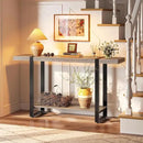 Huuger 47.2 Inch Entryway Table, 2-Tier Industrial Console Sofa Table with Storage, Accent Table, for Entry, Hallway, Entrance, Foyer, T-Shaped Metal Frame, Grey by CozyNest Decor