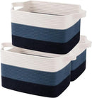 OIAHOMY Storage Basket, Woven Baskets for Storage, Cotton Rope Basket for toys,Towel Baskets for Bathroom - Pack of 3, Gradient Blue by CozyNest Decor