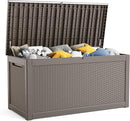 260 Gallon Resin Deck Box, Lockable Patio Outdoor Storage Box for Furniture, Garden Tools and Tools Storage, Waterproof Outside Storage Boxes - Grey by CozyNest Decor