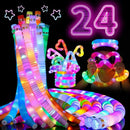 24 PCS LED Pop Tubes, Light Up Glow Tubes, Glow in the Dark Party Supplies, Sensory Toys Birthday Party Favors for Kids, Light Up Toys by TinyTreasures Baby Boutique