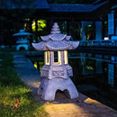 DIBIEECN 2 Pack Japanese Pagoda Garden Statues, Solar Lights for Patio Outdoor, Zen Landscape Lighting, Asian Outdoor Decor for Patio Yard Backyard, Gifts for Women Mom Grandmon by GreenHaven Gardens