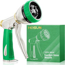 HOSUN Garden Hose Nozzle Sprayer Heavy Duty, 100% Metal Water Hose Nozzle with 8 Spray Patterns, High Pressure Hose Spray Nozzle with Non-Slip Grip for Watering Plant & Lawn, Washing Car & Pet, Green by GreenHaven Gardens