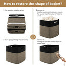 OIAHOMY 13 Kallax Inch Cube Storage Bins, 3-Pack Cotton Rope Woven Baskets for Organizing, Kallax Insert Storage Baskets for Shelves, Baby Nursery, Closet Organizer, 13*13*12.6IN, Black & Mixed Brown by TinyTreasures Baby Boutique