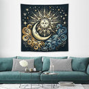 HZOHNAGO Sun Moon Tapestry Boho Golden Stars Pattern Printed Wall Tapestry Wall Hanging for Bedroom Living Room Dorm 60" W x 60" H by CozyNest Decor