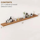 Floating Shelves for Wall Decor, 8" Deep Rustic Solid Elm Wood Floating Shelves Wall Mounted, Wall Shelves with Invisible Bracket for Living Room Bathroom Bedroom Kitchen, 72 Inch Set of 1, Natural by CozyNest Decor