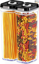 DWËLLZA KITCHEN Pasta Storage Containers for Pantry Airtight - 2 Pc Spaghetti Container Storage - Ideal for Spaghetti & Noodles, Kitchen Pantry Organization and Storage - Keeps Food Fresh & Dry by CozyNest Decor