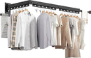 Wall Mounted Clothes Hanger, Aluminum Clothes Drying Rack, Space Saver, Retractable, Windproof Holes, with Clips by CozyNest Decor