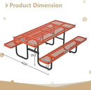 72'' Steel Rectangular Picnic Table for Outdoors, Expanded, Lifetime Picnic Table with Umbrella Hole, Heavy Duty Sturdy Commercial Picnic Tables for Garden Courtyard BBQ, Orange by GreenHaven Gardens