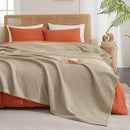 PHF Ultra Soft Waffle Weave Blanket Twin Size 66"x 90"- Washed Lightweight Breathable Cozy Woven Blanket for Bed - Aesthetic Decor for Couch Bedding Sofa Home Car - Khaki by CozyNest Decor