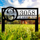 Personalized Metal Yard Address Sign with Last Name and Monogram, House Number Sign for Lawn and Patio by CozyNest Decor