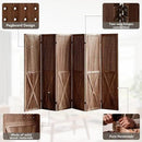 6 Panel Pegboard Room Divider, 5.6Ft Pegboard Display Folding Privacy Screens, Wood Room Divider Peg Board Display Freestanding for Trade Show Craft Show Home Wall Organizer, Brown by CozyNest Decor