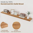 Floating Shelves for Wall Decor, 8" Deep Rustic Solid Elm Wood Floating Shelves Wall Mounted, Wall Shelves with Invisible Bracket for Living Room Bathroom Bedroom Kitchen, 55 Inch Set of 1, Natural by CozyNest Decor