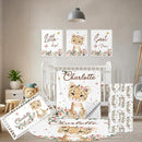 Custom Baby Crib Bedding Set, 5 Pcs Personalized Name Baby Crib Sets for Infant Toddler, Floral Leopard Nursery Bedding Set for Baby Girls, Double Layer Baby Bedding Sets Customized Gifts by TinyTreasures Baby Boutique